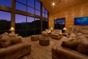 living room with huge windows