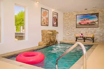 indoor pool in cabin